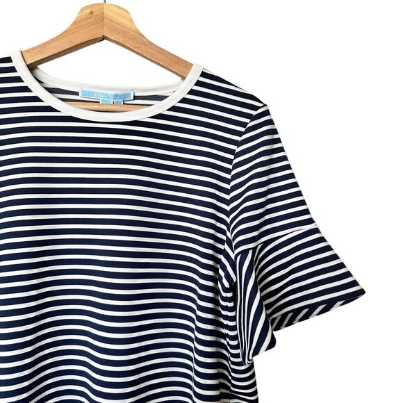 NWT Draper James M Blue Sailor Stripe Ruffle Sleeves Ponte Top Preppy - Picture 8 of 8